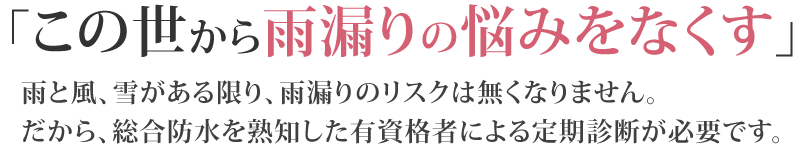 この世から雨漏りの悩みをなくす